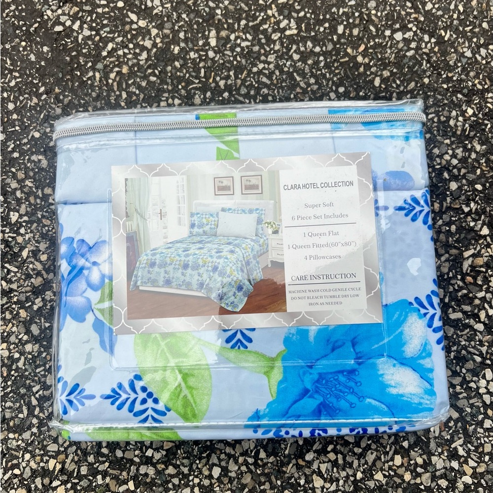 Hotel Collection Blue Sheets Queen Set - Picture 5 of 11